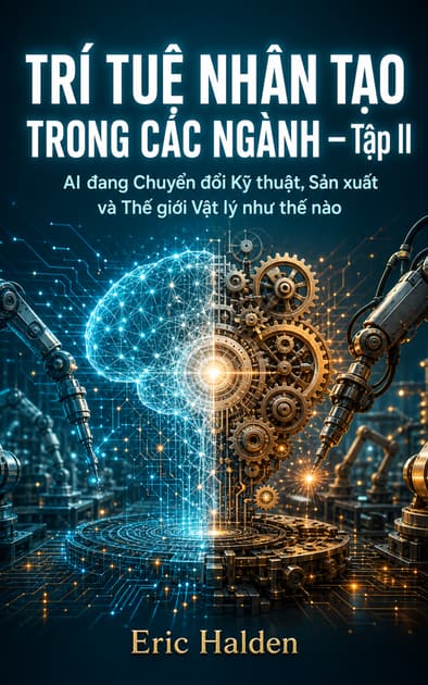 Book cover for TRÍ TUỆ NHÂN TẠO TRONG CÁC NGÀNH — Tập II: AI đang Chuyển đổi Kỹ thuật, Sản xuất và Thế giới Vật lý như thế nào